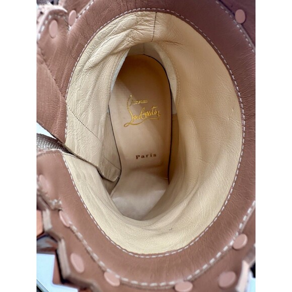 Christian Louboutin Firmamma 100 Studded-Cuff Beige Suede Boots EU 37 US 7 - Picture 12 of 13